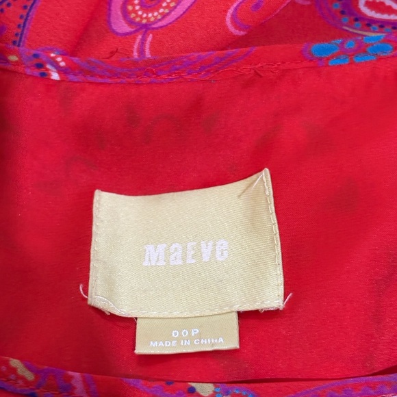 Anthropologie Maeve Size 00p Blushed Paisley Maxi Shift Dress Tie Front Or Back - Picture 8 of 9